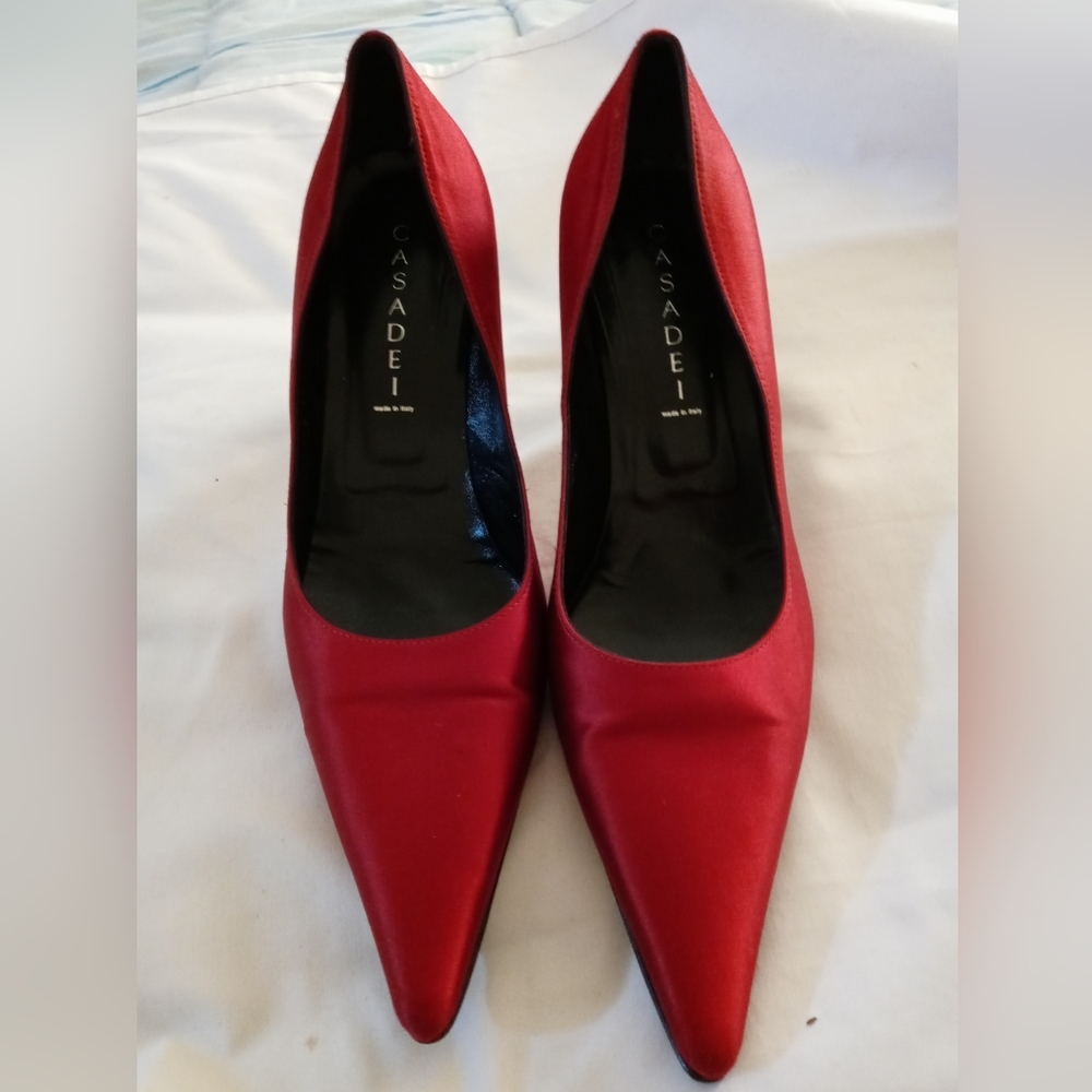 Casadei Satin Red Pointy toed HeelsSize 9